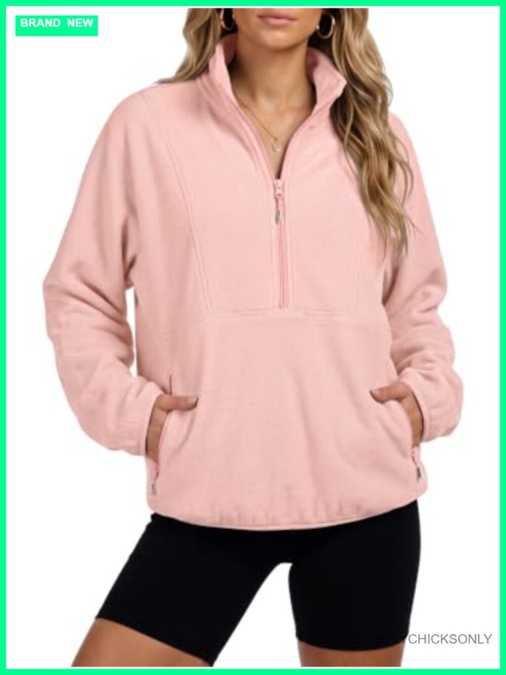 Women's Half Zip Fleece Pullover Mock Neck Warm Sherpa Sweatshirt